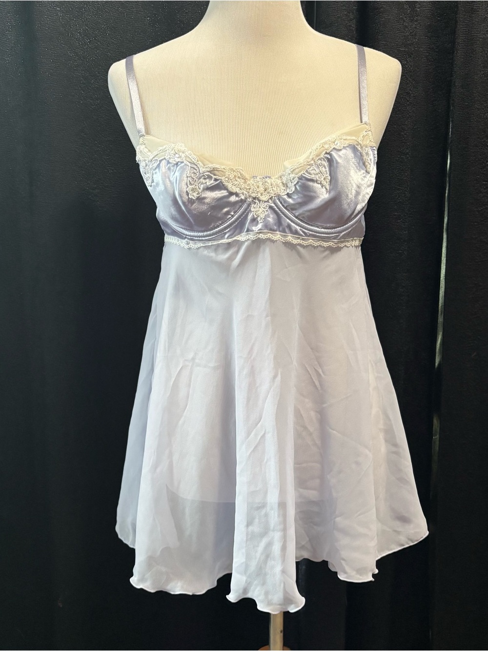 Silky Lace-Trim Lavender Chemise Slip